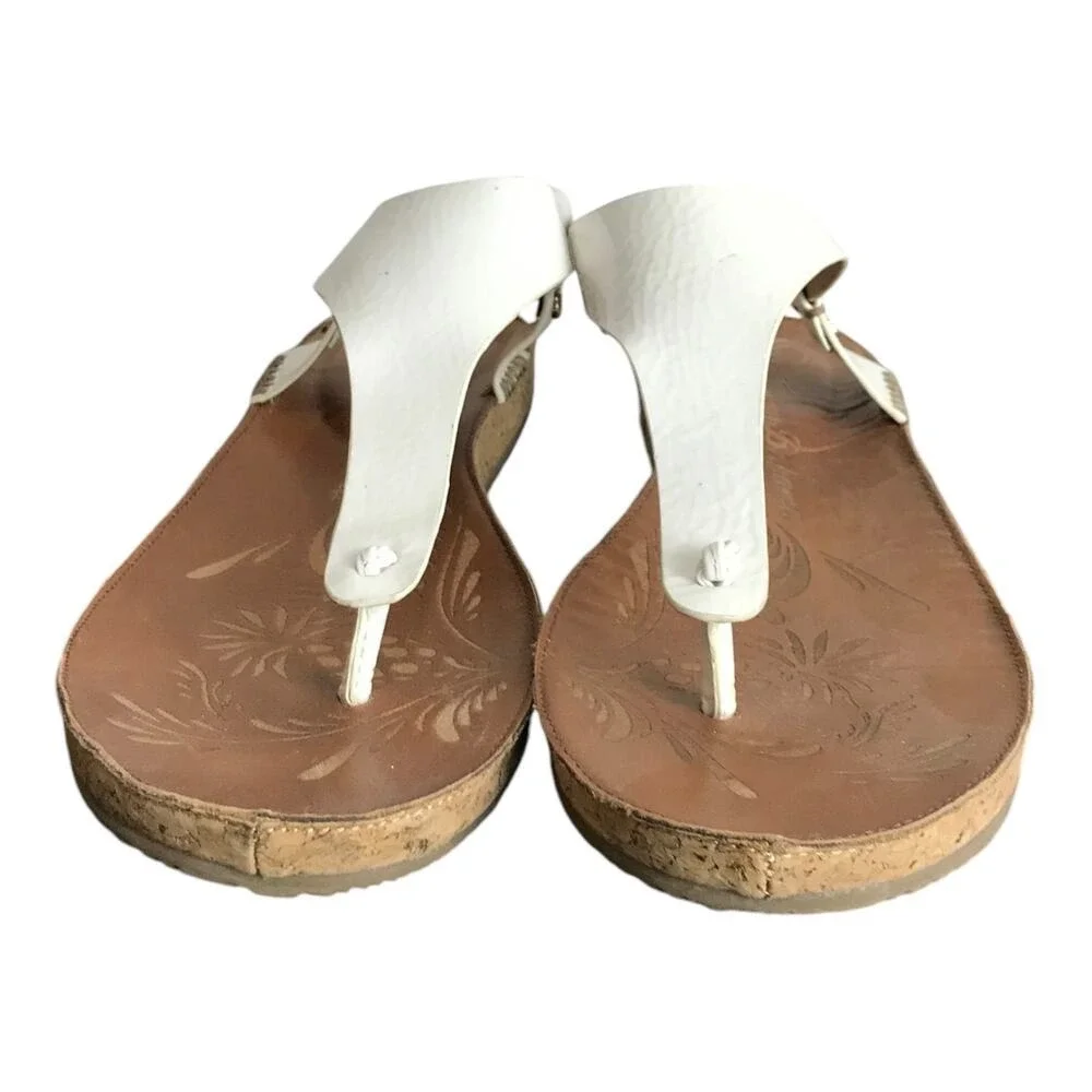 Tommy Bahama Sandals White Leather‎ Slingback Preppy Beach Resort Boho Tropical
